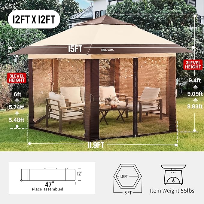 CROWN SHADES 12x12 Pop Up Gazebo - Image 6
