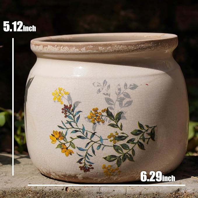 Vintage Ceramic Ice Crack Flower Pot - Image 2