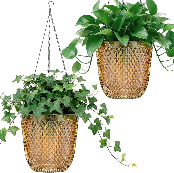 QCQHDU Self Watering Hanging Pots, 2 Pack 5.7 Inch Hanging Planters by QCQHDU