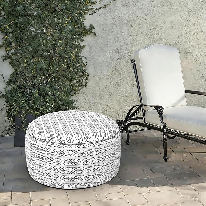LVTXIII Indoor/Outdoor Extra Large Inflatable Ottoman Pouf D31 x H14 Inch - Image 2