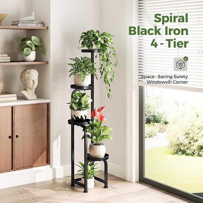 Bamworld Tall Plant Stand Indoor Outdoor, Corner Metal Flower Pot Stands - Image 4