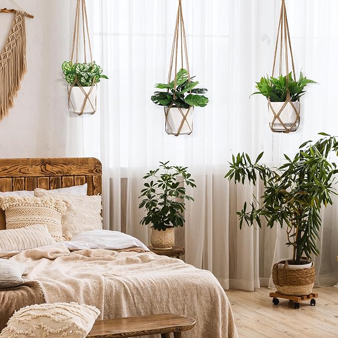 YIBOT 3 Pack Macrame Plant Hanger Indoor Hanging Planter Basket - Image 4