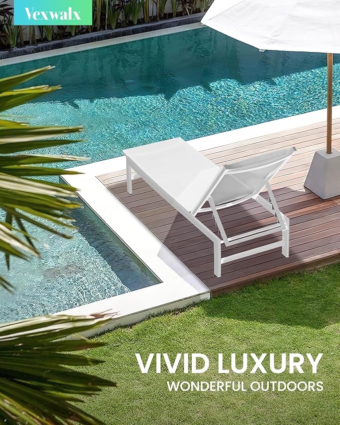 Outdoor Lounge Chairs Set of 2, Aluminum Patio Chaise Lounge Chairs - Image 2