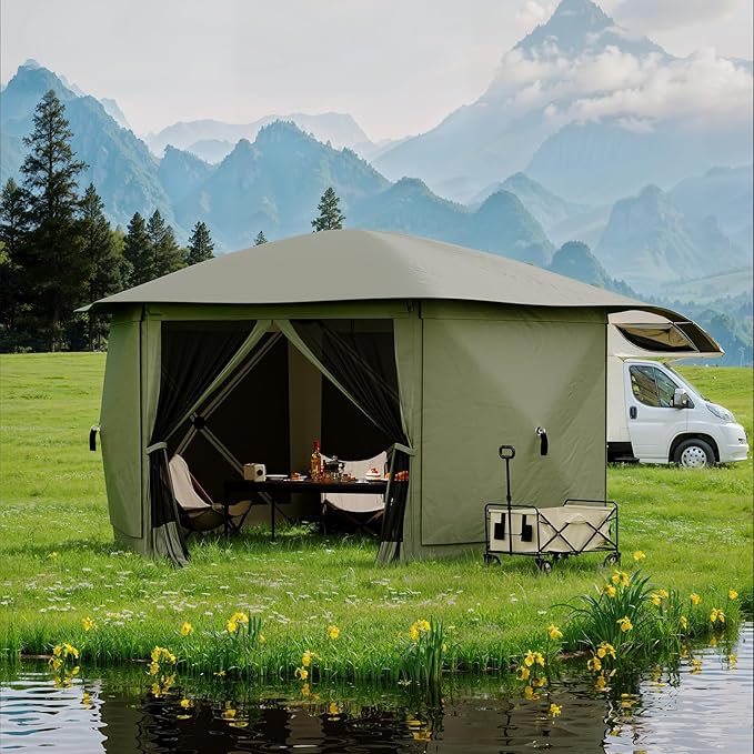 13x13FT 6-Sided Pop Up Gazebo Tent，One-Push Setup Canopy Tent - Image 7