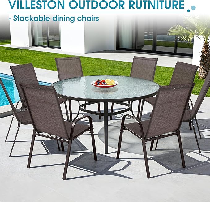Outdoor Stackable Chairs Set of 8, Stacking Patio Chairs - Image 7