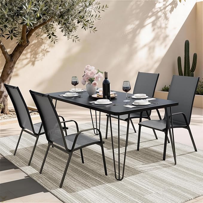 JEAREY Patio Dining Chairs Set of 4, Outdoor Stackable Dining Furniture Set - Image 2