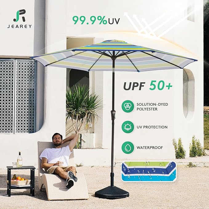 JEAREY 9FT Outdoor Patio Umbrella Outdoor Table Umbrella - Image 3