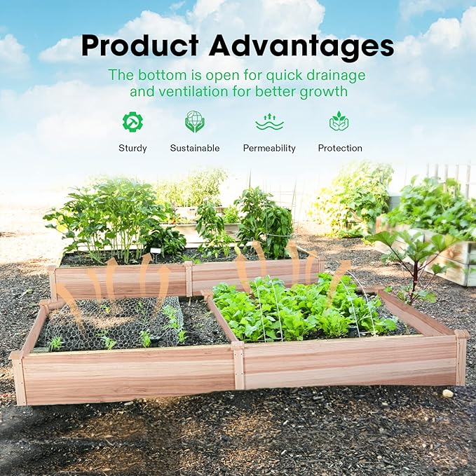 VIVOSUN 8×2Ft Wooden Raised Garden Bed, Outdoor Wood Planter Box - Image 6