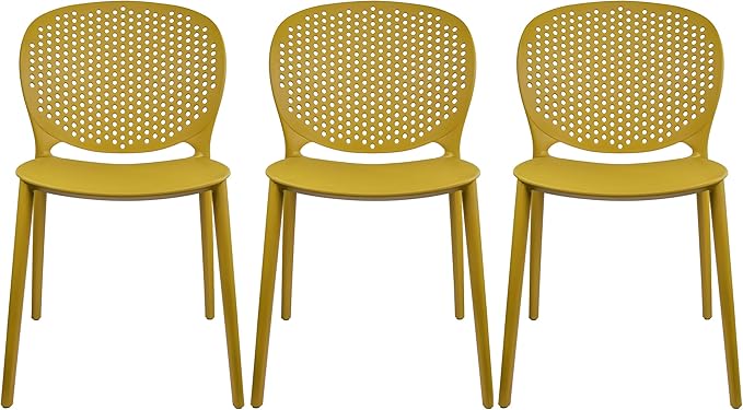 2xhome Set of 3 Patio Dining Chairs | Modern Stackable Outdoor Pool Side Chair by 2xhome