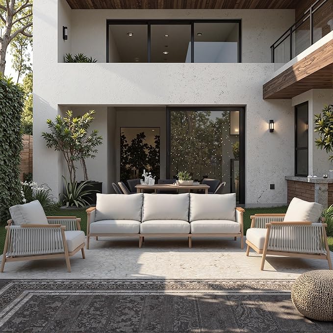Acanva Modern All-Weather Aluminum Outdoor Patio Sofa - Image 4