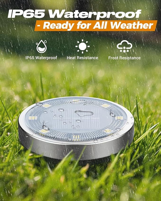 btfarm 4 Pack Solar Lights Outdoor, 8 LED Solar Ground Lights IP65 Waterproof - Image 3