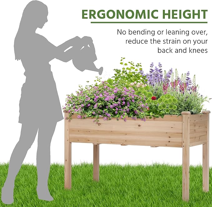 Yaheetech 1pc Raised Garden Bed 48x24x30in Elevated Wooden Horticulture Planter - Image 8