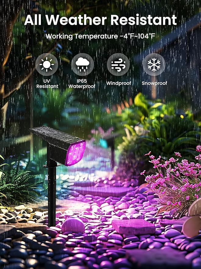 Color Changing Solar Spot Lights Outdoor, 9 Lighting Modes Colored Solar Lights - Image 4