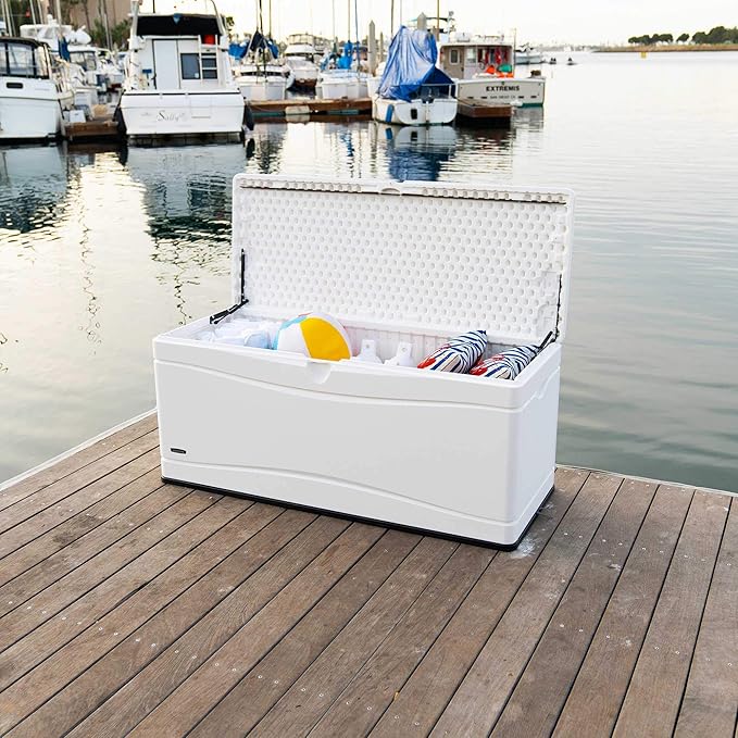 LIFETIME Outdoor Storage Deck Box, 130 Gallon, Arctic White, UV-Protected - Image 11