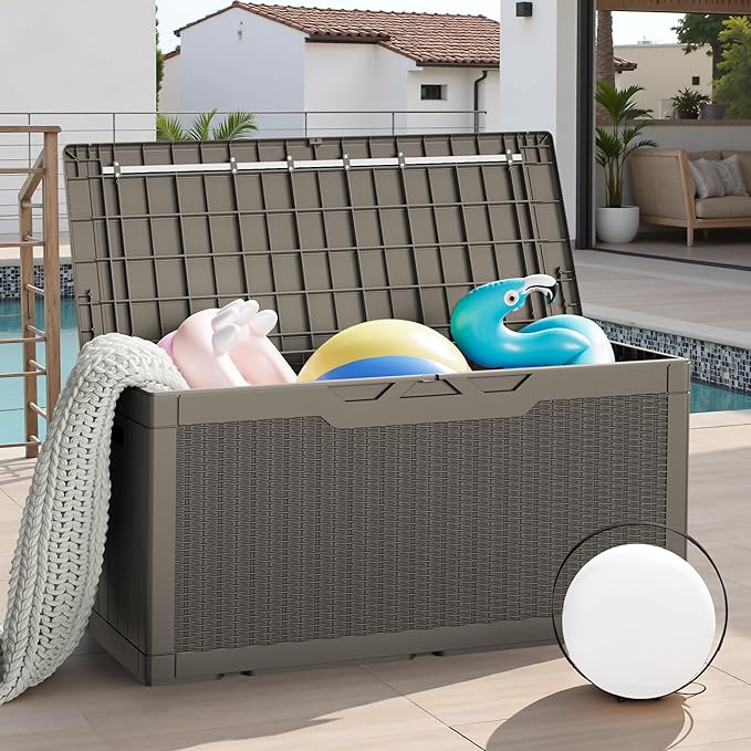 JUMMICO 100 Gallon Resin Deck Box, Waterproof Outdoor Storage Box - Image 6