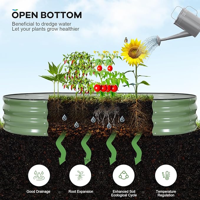 Galvanized Raised Garden Bed Outdoor, Rust-Resistant Garden Planter Box - Image 6