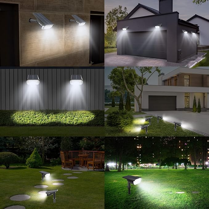Solar Spot Lights Outdoor 1000 Lumens, 64 LEDs IP67 Waterproof Landscape - Image 6
