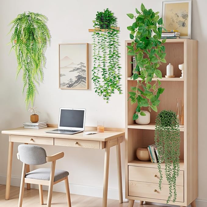 4 Pack Artificial Plants Wall Hanging Fake Plants Indoor - Image 7