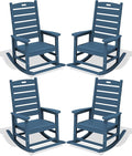 SERWALL Outdoor Rocking Chair Set of 4, Oversized HDPE Patio Rocking Chair by SERWALL