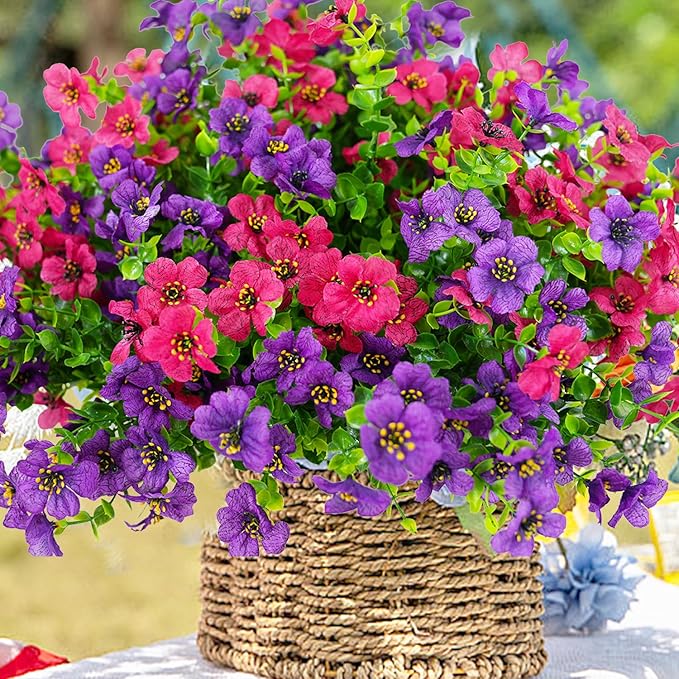 Artificial Flowers for Outdoor, UV Resistant Fake Silk Flowers, Realistic Faux - Image 4