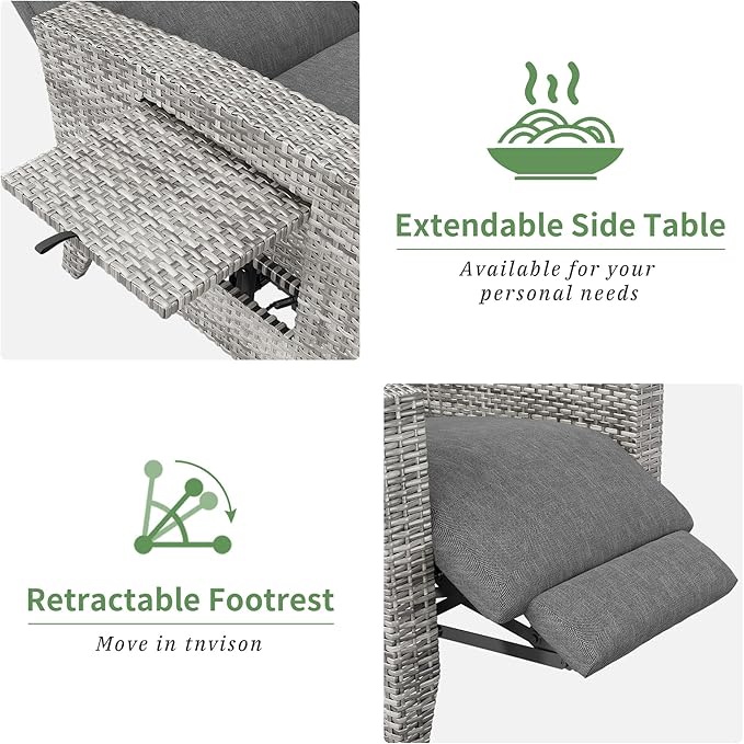 IDEALHOUSE Wicker Outdoor Recliner Reclining Patio Chairs - Image 7