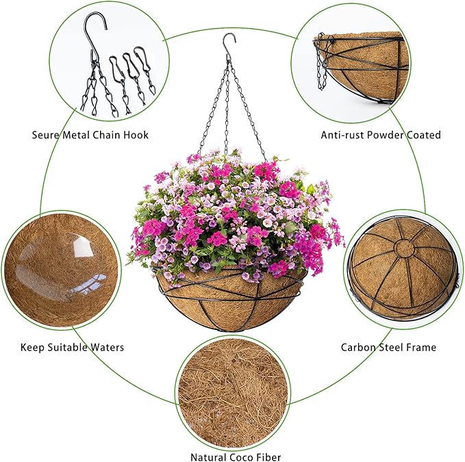 4 Pack 14 Inch Hanging Flower Baskets - Image 3