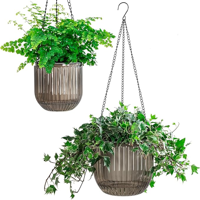 Melphoe 2 Pack Self Watering Hanging Planters Indoor Flower Pots, 5.3/8.3 Inch by Melphoe