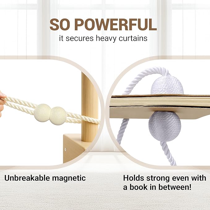 Hion Magnetic Curtain Tiebacks Beige 2pcs, Curtain Tiebacks Buckles Holdbacks - Image 5