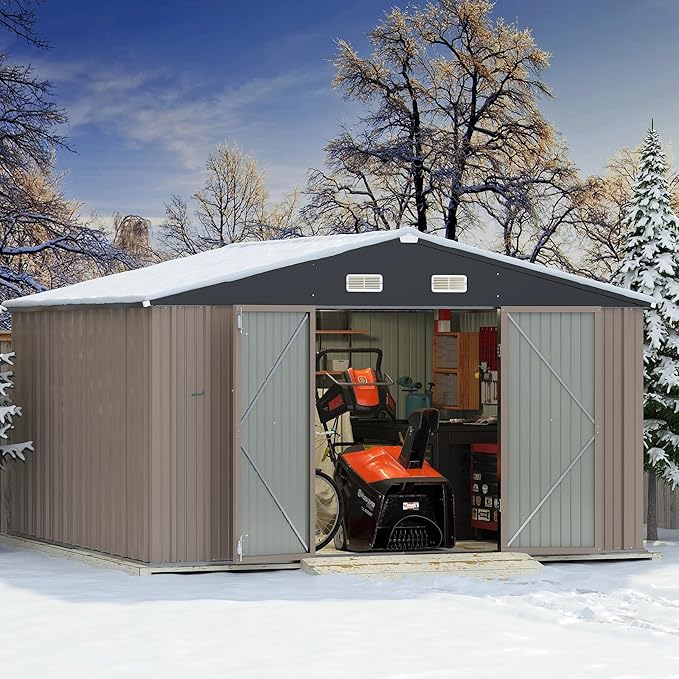 Greesum 10×10FT Outdoor Storage Shed, Metal Patio Storaged Sheds - Image 3