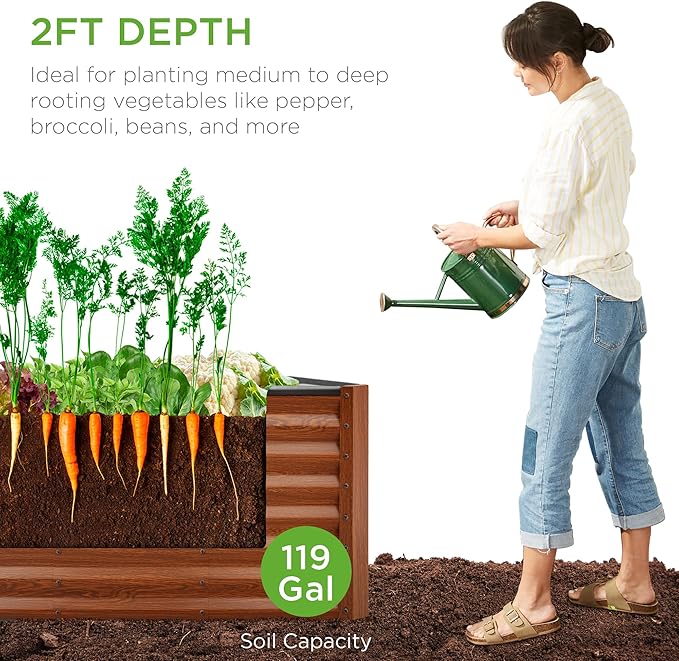 Best Choice Products 4x2x2ft Outdoor Metal Raised Garden Bed, Deep Root Box - Image 4