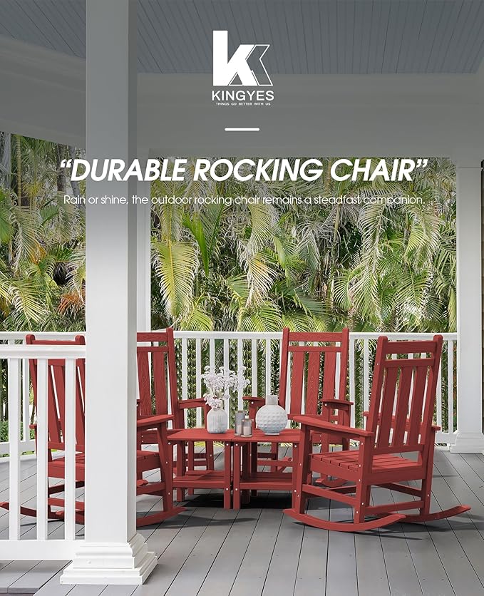 KINGYES Oversized Outdoor Rocking Chair, All-Weather Patio Rocking Chairs - Image 9
