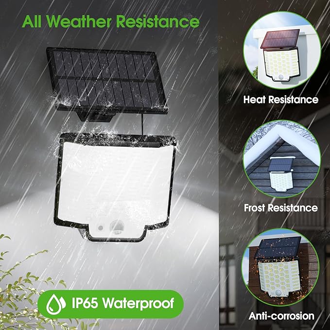 Solar Lights Outdoor Waterproof, 186 Bright LEDs Dusk to Dawn Motion Security - Image 6