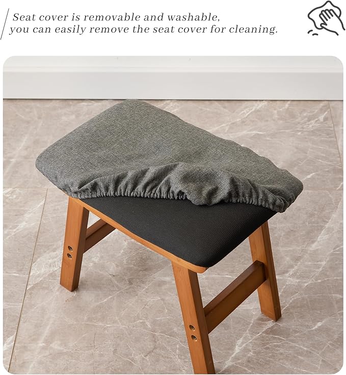 Foot Stool, Bamboo Small Sofa Foot Rest Under Desk, Extra Seating - Image 5