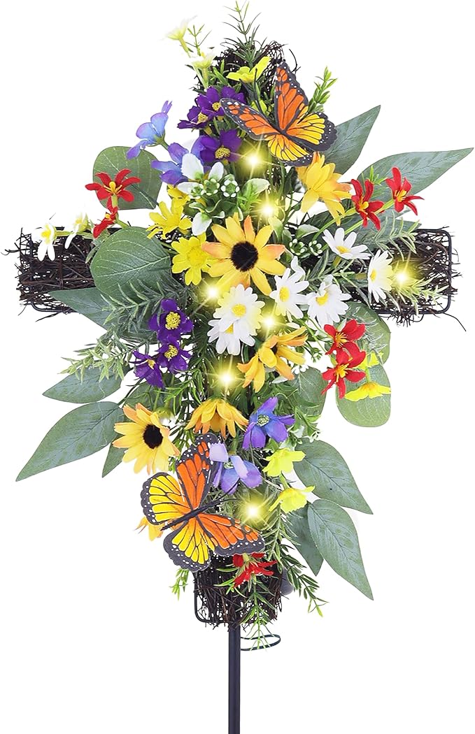 Solar Flower Cross Garden Stake Lights by Homeinnovationlifeasart
