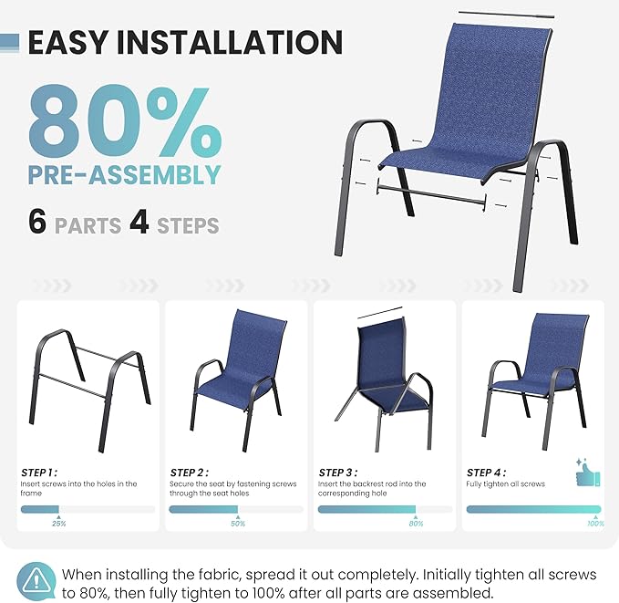 Patio Dining Chairs Set of 8, Outdoor High Stacking Chairs，Breathable Seat - Image 8