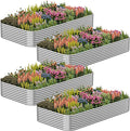 4 Pack Corrugated Galvanized Steel Raised Garden Bed Outdoor, Metal Above by CATMANOR