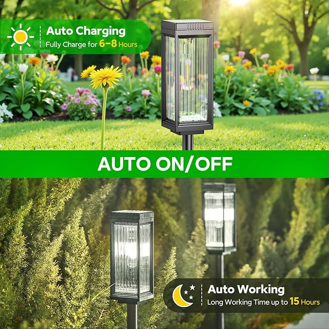 Solar Pathway Lights Outdoor, 6 Pack Upgraded Solar Lights Outdoor Waterproof - Image 5