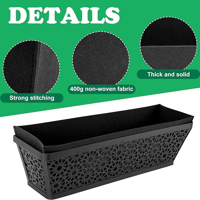 Adnee 2 Pcs 24 Inch Fabric Plant Window Box Liners-Rectangular Non-Woven - Image 3