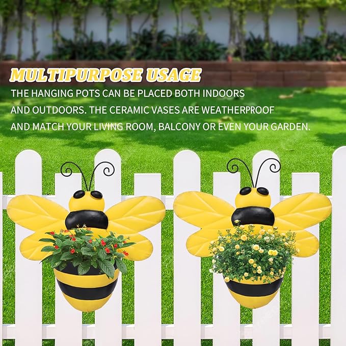 Metal Wall Planter Bee Wall Mounted Planters Small Flower Pot - Image 7