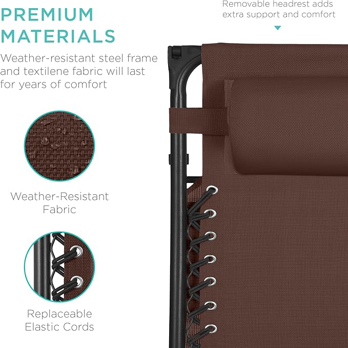 Best Choice Products 30” Wide Folding Zero Gravity Outdoor Recliner Patio - Image 7