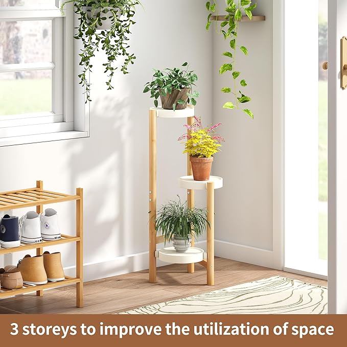 FILWH Plant Stand Indoor Outdoor Plant Rack 3 Tier 3 Potted Flower Holder - Image 2