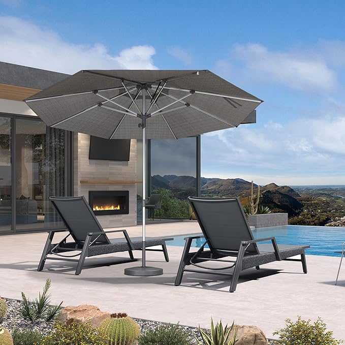 PURPLE LEAF 3-Piece Patio Chaise Lounge Set by PURPLELEAF