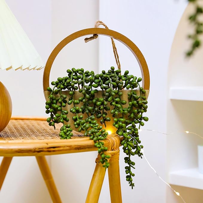 Floweroyal 2pcs Artificial Succulents Hanging Plants 12.2'' Fake String of - Image 6