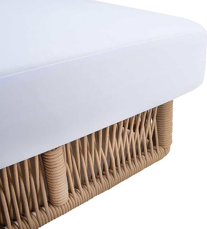 SAFAVIEH Outdoor Collection Gillian Tan Rope/White Cushion Chaise Lounge Chair - Image 14