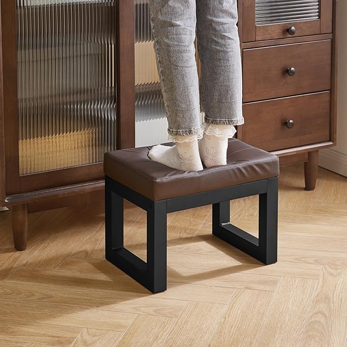 IBUYKE 16 Inch Small Foot Stool Ottoman, Rectangle PU Faux Leather Foot Rest - Image 6