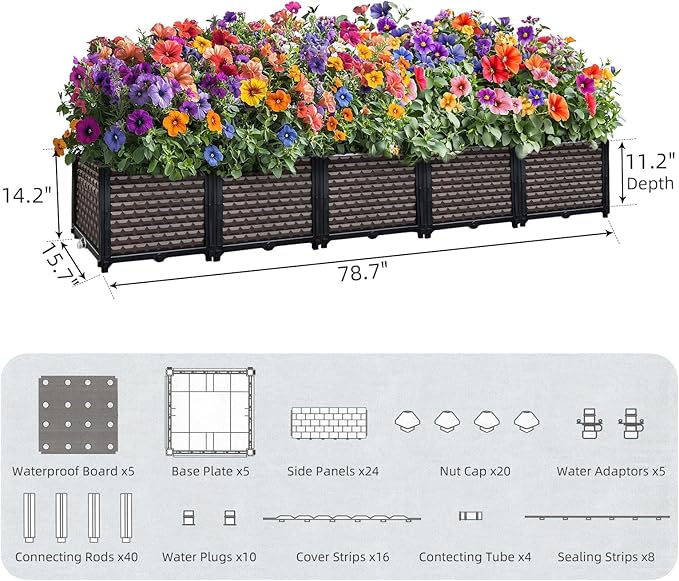 Large Planters for Outdoor Plants 14" Tall Planter Box, Raised Beds for - Image 5