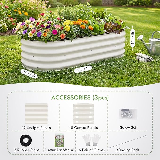 INNO STAGE 3Pcs Galvanized Raised Garden Bed Kit, Outdoor Metal Raised Garden - Image 6