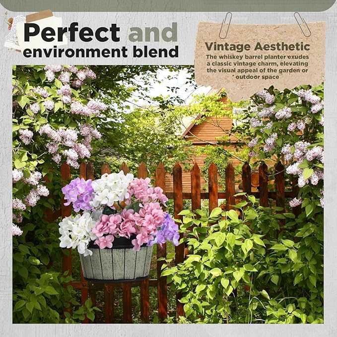 Layhit 6 Pcs Wall Hanging Planters Outdoor Pot Planter Wine Barrel Planter - Image 4