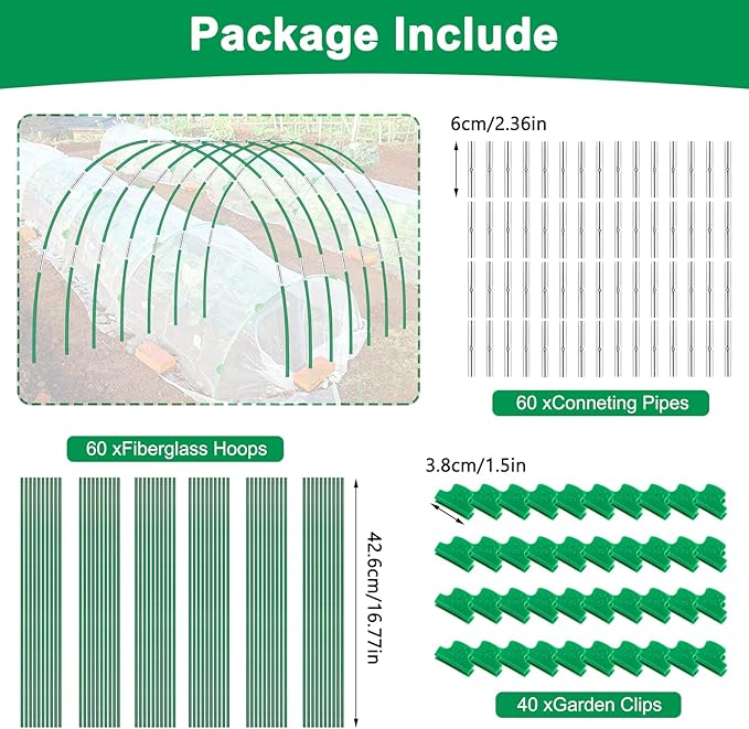 Greenhouse Hoops Grow Tunnel, 10 Sets of 8FT Long Garden Hoops - Image 2