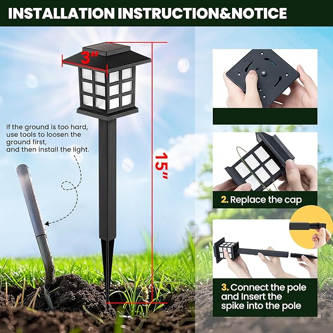 GIGALUMI Solar Outdoor Lights, 12 Pack LED Solar Lights Outdoor Waterproof - Image 7